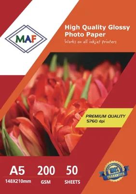 Glossy Photo Paper A5 200 GSM 50 Sheets Premium Quality