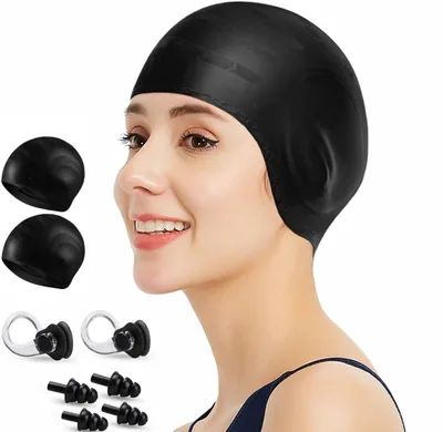 Gorros de Natación Impermeables, Gorra de Silicona con Protección Auditiva y Pinza Nasa