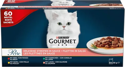Free ad: Gourmet - Filettines en Sauce : Boeuf, Poulet, Lapin, Saumon - 60 x 85g - Meilleur Prix in France. Gourmet - Filettines en Sauce : Boeuf, Poulet, Lapin, Saumon - 60 x 85g - Meilleur Prix in France