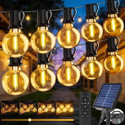 Guirlande Lumineuse Exterieure Solaire 15M avec Télécommande 3 Modes