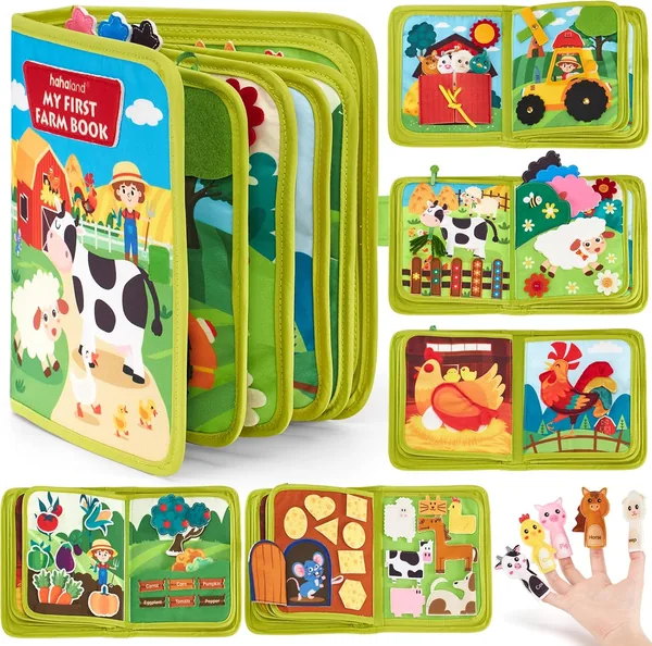 Hahaland Montessori Libro 1 Año – Tablero de Actividades Interactivo 20 en 1, Juguetes Montessori para Niños de 1 a 3 Años – 10