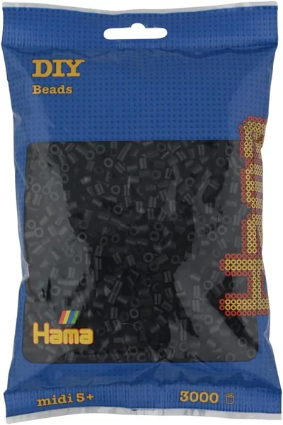 Hama Pearl Bag | 3000 Midi Fuserad | Mosaik Dekorationskunst & Craft för Kreativa Barn från 5 År | Schwarz