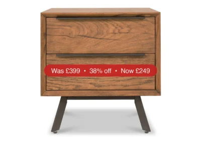 Hamilton Bedside Table | 2 Drawer | Aged Oak Veneer - 38% Off in Ireland