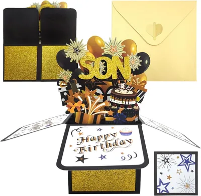 Happy Birthday Cards For Son – 3D Pop Up Card with Envelope & Blank Cards, Personalised Gift
