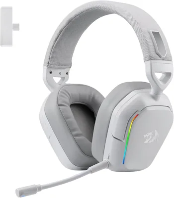 Headset Gamer Sem Fio Redragon Mira 7.1 RGB Bluetooth 2.4GHz P3 Branco – H868W