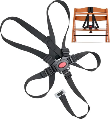 High Chair Safety Belt – Black 5-Point Harness, Compatible with Hauck, Stokke, Roba