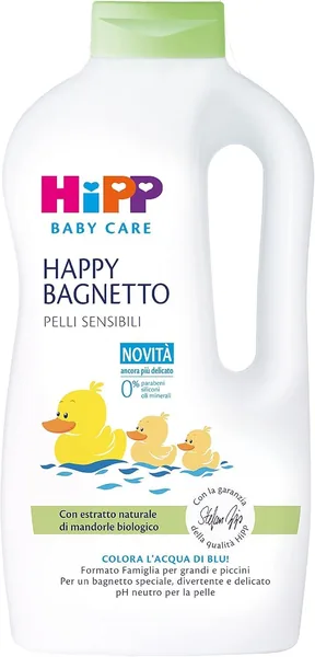 HiPP Baby Care – Foam da Bagno Happy HiPP, Formato Familiare, per Pelle Sensibile, pH Neutro, con Estratto di Mandorle Organiche Naturali, 1