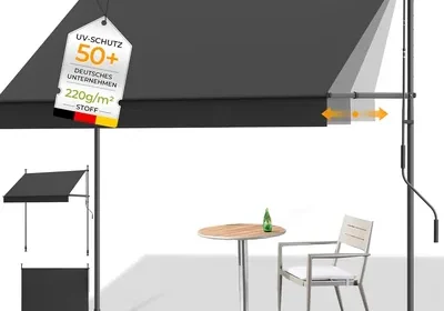 HOMEDEMO Balkonmarkise mit Einstellbarem Handkurbel, Ohne Bohren, Sonnenschutz, UV-Beständig & Höhenverstellbar - Best Deal in Germany