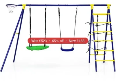 Free ad: HONGGE 5-in-1 Outdoor Kids Swing Set with A-Frame and Ground Stakes - 65% Off in United States. HONGGE 5-in-1 Outdoor Kids Swing Set with A-Frame and Ground Stakes - 65% Off in United States