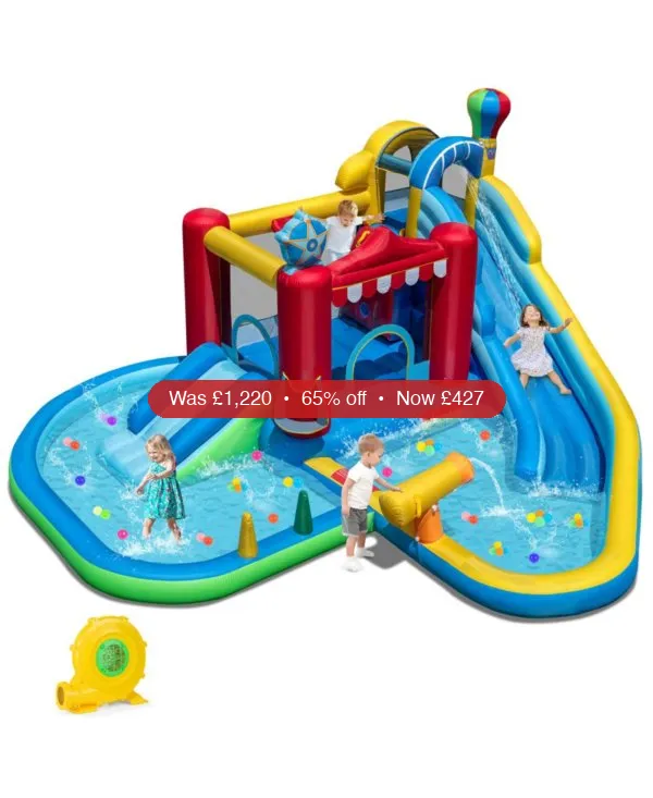 HONGGE Inflatable Wet and Dry Water Park with Slide, Pool, and Bounce House Combo – 65% Off