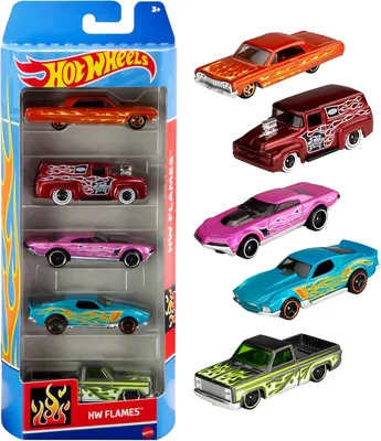 Hot Wheels – 5 Auto in Scala 1:64 con Dettagli Autentici, Giocattolo per Bambini da 3 Anni in Su, Modelli Assortiti (01806)