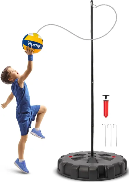 Hurtle Tetherballset med ball och snur – portabil tetherball med större base och justerbar stålpol 1.2-2.7m – utan verktyg