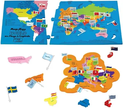 Imagimake Mapology World Map Puzzle | Country Flags & Capitals for Kids 5+ | Best Deal