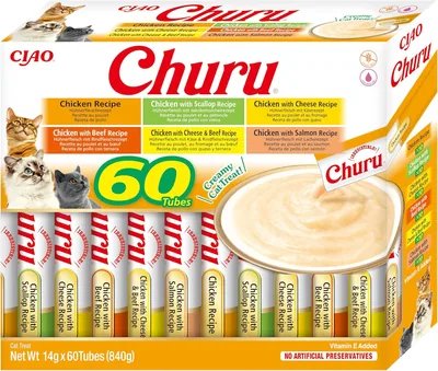 INABA Churu Cats – 6 Recetas Saludables de Pollo – Deliciosos Bocadillos con Textura Suave y Cremosa – Natural, Sin Cereales