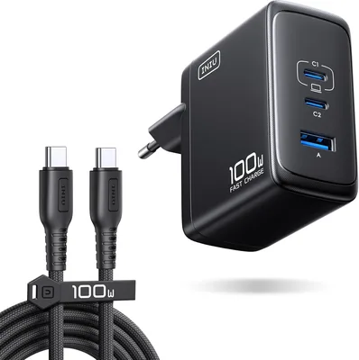 INIU 100 W 3-Port USB C Ladegerät mit USB C Kabel – 18% Rabatt