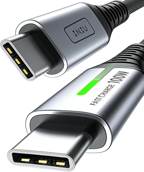 INIU USB C Kabel, 2m 100W PD3.0 snabbt laddare, dataöverföra för MacBook Pro iPad Air Telefon 17 16 15 Samsung S2 – 30% avslappnad