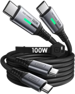 INIU USB C to USB C Cable, 100W [2-Pack 6.6ft] PD 5A Fast Charging