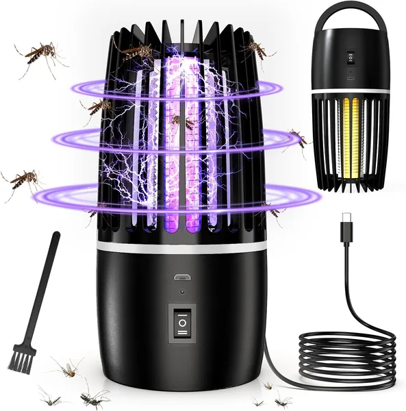 Insektenvernichter Moskitofalle 4000 mAh USB-Wiederaufladbarer Insektenkiller-Lampe Fliegenfalle Innenraumschutz