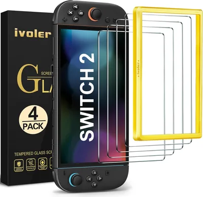 Ivoler Pack mit 4 Schutzglas für Nintendo Switch 2 (2025) – Schnelle Installation in 30 Sekunden, fehlerfreie Positionierung A