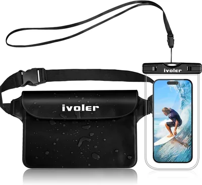iVoler Vattentätt kit med midjeväska och smartphone-fodral IPX8 för vattensporter fiske segling skidåkning hav vandring, mobil