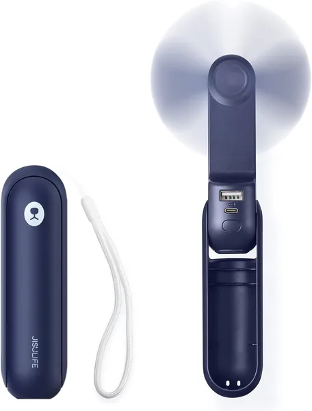 JISULIFE Handheld Fan Mini Kompakt-Lüfter Batteriebetrieb [14-21 Stunden], wiederaufladbar, faltbar, leise Persönlicher Lüfter