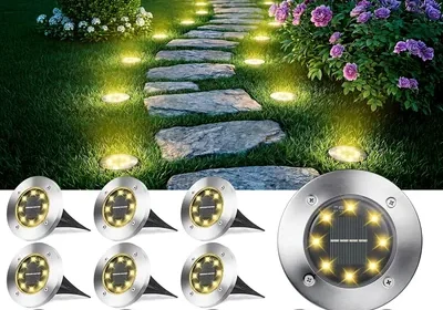 Joomer Pack von 12 Solar Bodenleuchten, Außenleuchten für Garten mit 8 LEDs, 3000 K Warmweiß Wasserdicht in Slovakia