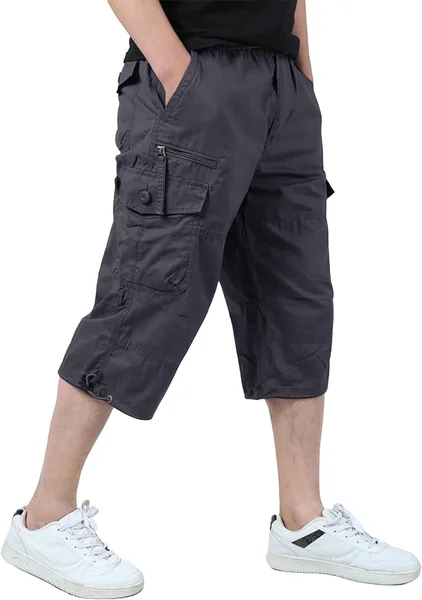 KEFITEVD 3/4 trousers men’s cargo shorts multi-zakken zomerbroeken voor mannen met elastische tailleband