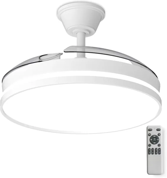 Kemoribe Ventiladores de Techo con Luz, 106 cm Ventiladores con Lámpara LED, Control Remoto, Temporizador, 3 Pantallas de Luz, 6 Velocidades – 34% Descuento