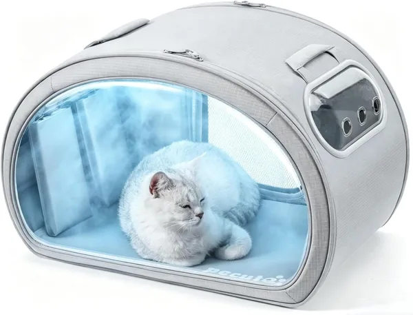 Kennel chat Pecute rafraîchissant | Cabine anti-onde de chaleur avec blocs de glace et tapis en gel | Design transparent et structure robuste