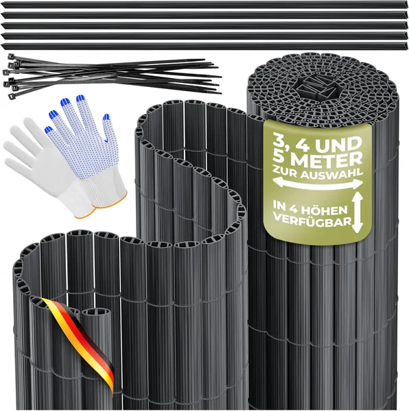 KESSER® PVC Privatbildschirm Mat, Privatzaun, 80 x 500 cm, Balkonverkleidung, Windschutz, Verstärkte Lamellen für Garten, B