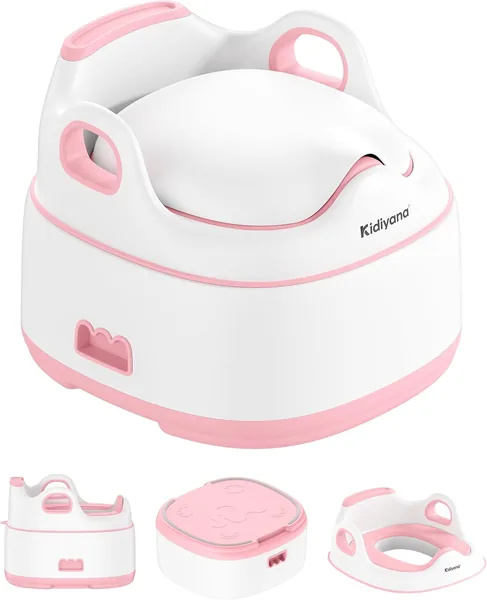 Kidiyana 3-in-1 Kinder Toilettensitz Elefanten-Design, Rutschfester Sitz mit Spritzschutz, Sitzverkleinerer, Rot