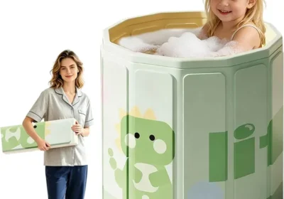Kingbar Vaso da Bagno per Neonati Pieghevole, Ideale dai 0 ai 5 Anni, con Plug di Scarico, Verde - Best Deal in Italy