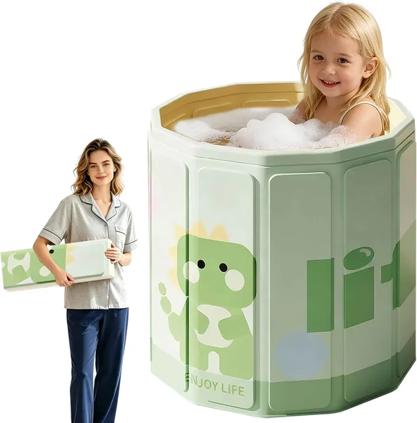 Kingbar Vaso da Bagno per Neonati Pieghevole, Ideale dai 0 ai 5 Anni, con Plug di Scarico, Verde – Best Deal