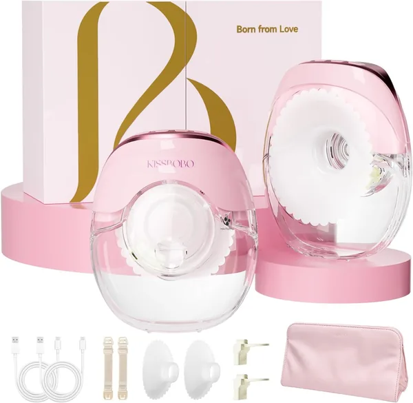 KISSBOBO K8 Coffret cadeau Tire Lait Electrique Ultra plat, 3 Modes 8 Niveaux, Main Libre Double, Super Silencieux pour Bébé