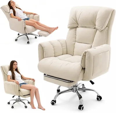 Krauad Office Chair with Footrest – Ergonomic Recliner, 17% Off