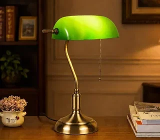 KSUCTE Retro Banker’s Desk Lamp Green Glass Shade Brass Metal Base Best Deal in Australia