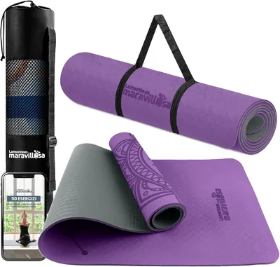 La Mente è Meravigliosa – Tappetino per Yoga e Pilates Non-Slip in TPE, 183 x 61 cm, Spessore 6 mm, con Custodia, Fascia per Spalla e E-Book