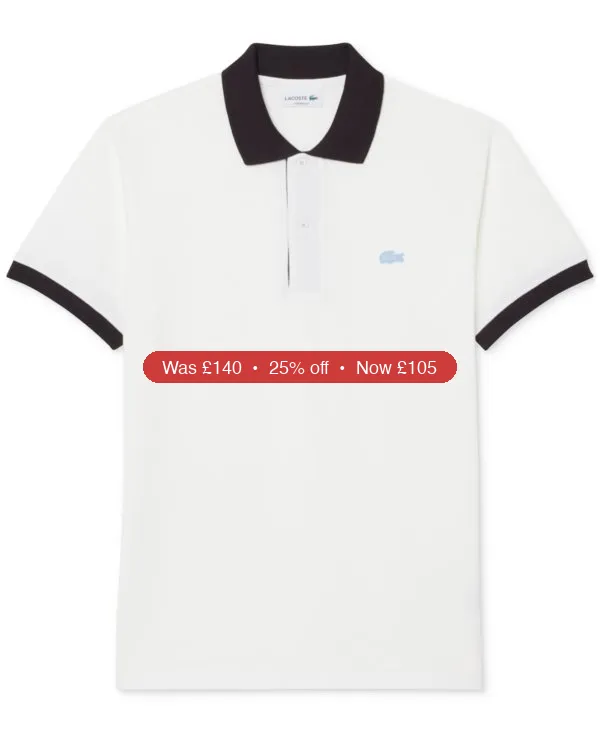 Lacoste Men’s Cotton Classic-Fit Contrast Rib Polo Shirt – 25% Off