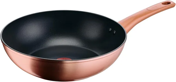Lagostina Rosé Wok Antiaderente, Diametro 28 cm, Rivestimento Titanio, Indicatore di Calore Thermo-Signal, Manico Rivettato, Compatibile Induzione – 41% di Sconto