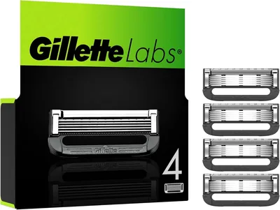 Lames de afeitar Gillette Labs para hombres – 4 unidades con barra exfoliante y afeiteador calentado – Mejor trato