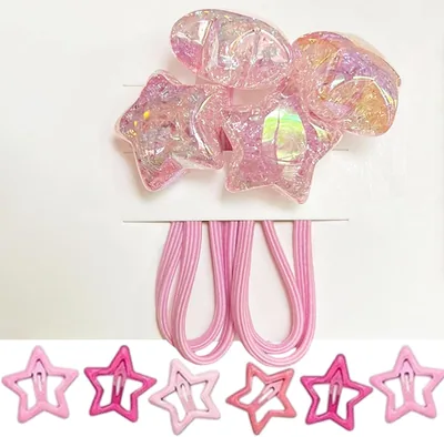 Lamiishop ヘアゴム 星型 子供用 キラキラ おしゃれヘアピンセット