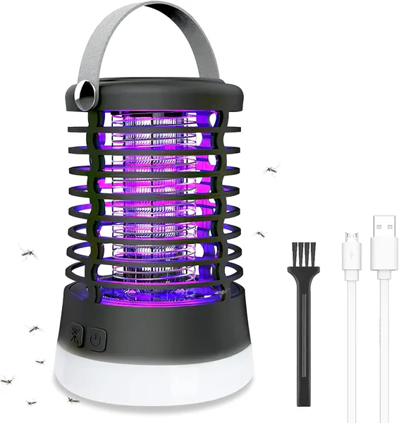 Lampa Repellente per Zanzare Elettrica, 3 in 1 USB Netto per Mosche IP66 Impermeabile Ricaricabile, 3 Mod