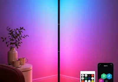 Lámpara de Pie LED RGB Regulable Aogled - 120cm Angular Desmontable, Control Remoto y App, 16M Colores, Sincronización Musical, DIY in Portugal