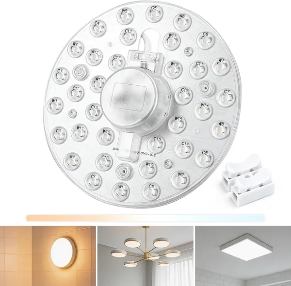 Lámpara de techo LED Aigostar 18W – 3CCT (3000K/4000K/6500K), módulo de reemplazo circular con montaje magnético, universal – Mejor Oferta