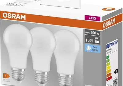 Lámpara LED Osram Classic A Base, E27, No Dimmable, Reemplaza 100W, Matt, Blanco Frío - 4000K, Paquete de 3 in Portugal