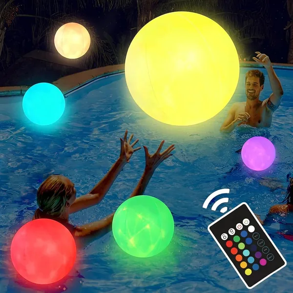 Lampe Flottante Piscine 2 Pièces Boule Lumineuse Gonflable LED