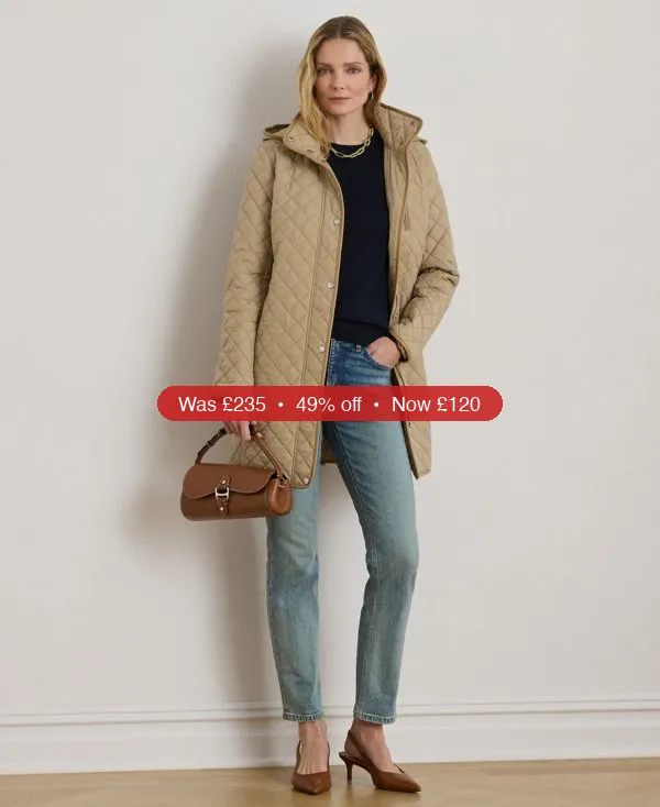 Lauren Ralph Lauren Womens Hooded Quilted Faux-Suede-Trim Coat – 49% Off