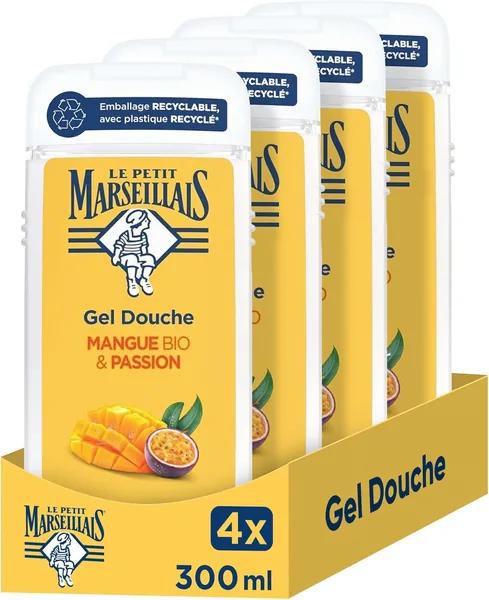 Le Petit Marseillais – Gel Douche Extra Doux à la Mangue et à la Passion Bio (300 ml) – 10% de réduction