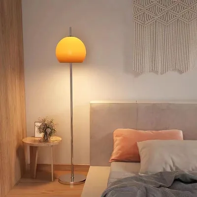 LED Floor Lamp Orange Glass Shade 3 Color Temp Best Deal