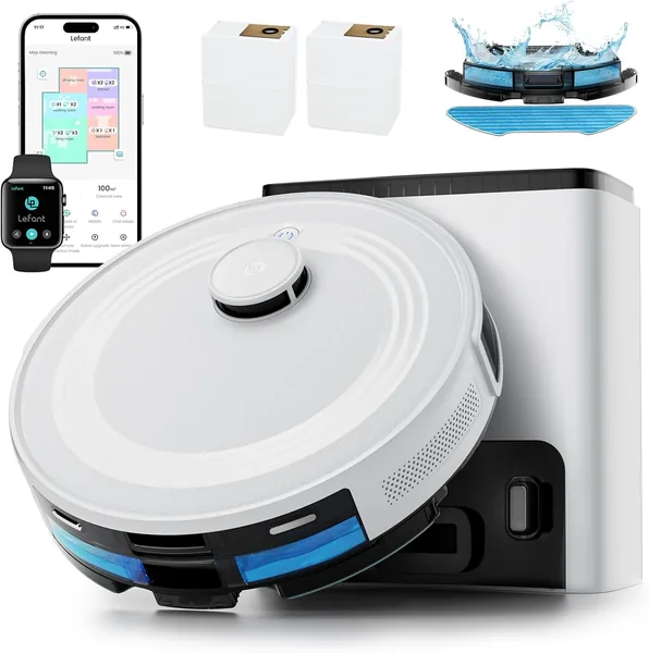 Lefant M2 Plus Aspirapolvere Robot con Mappatura Laser, 6000Pa, Navigazione dToF + Sensori PSD, Raccogli 2.5L Automatico